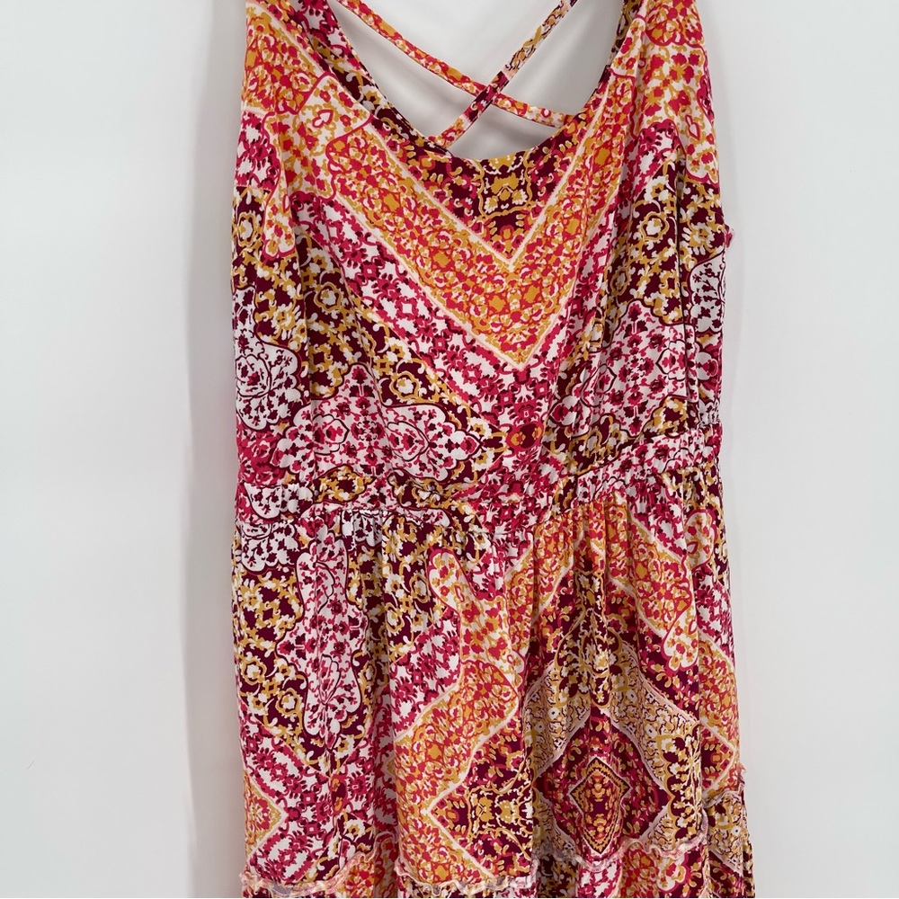 Torrid womens Floral Challis Maxi Dress Size 2X sleeveless tiered cross back - Picture 4 of 8